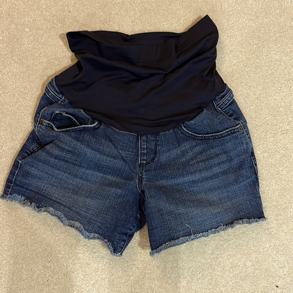 Denim maternity shorts
